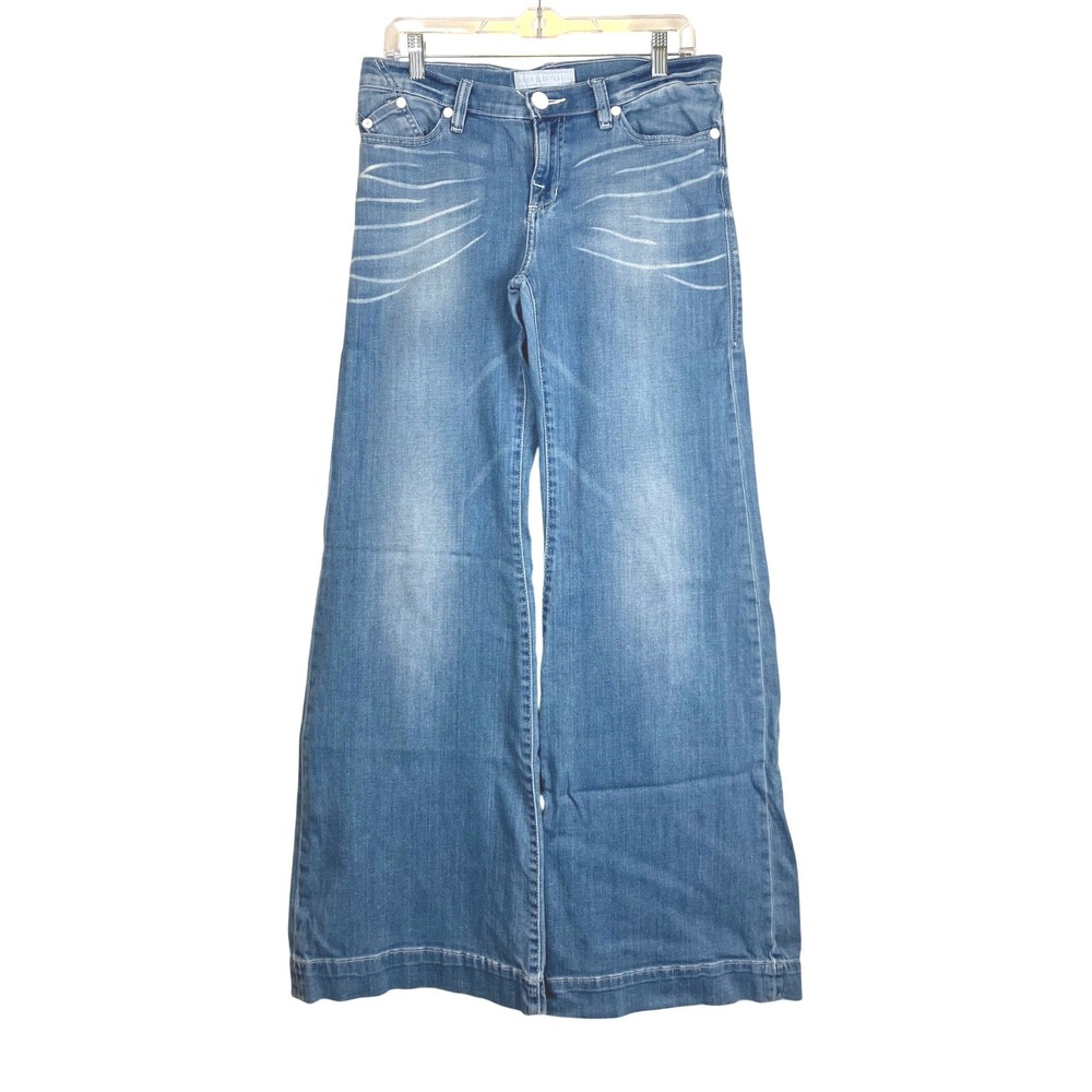 Rock & Republic Wide Leg Light Wash Denim Jeans Women's Size 10 Boho Casual Rave